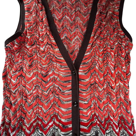 Nine West Boho Long Duster Vest Cardigan Y2K Rust Brown Orange Red XL - Picture 5 of 7